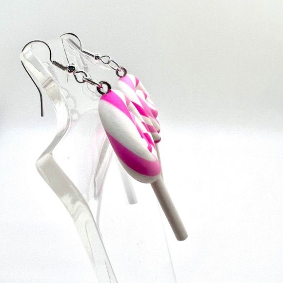 Lollipop Swirl Earrings - Sucker Earrings - Summer Earrings - Candy Earrings - Picture 3 of 8